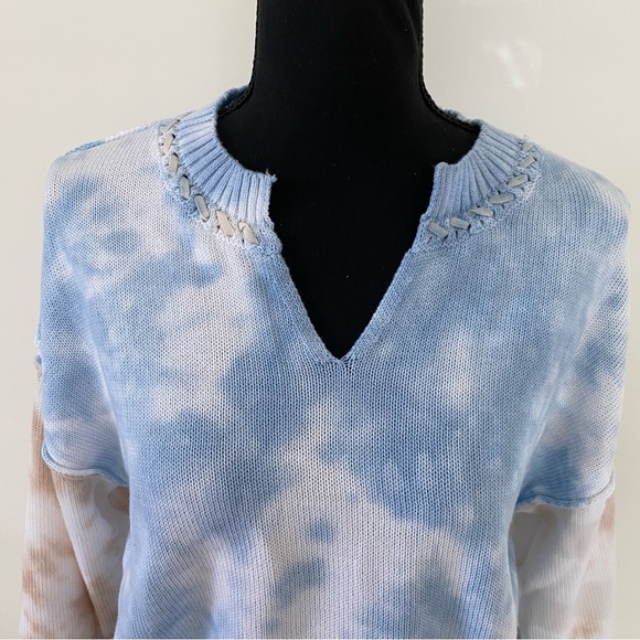 Wit & Wisdom Lightweight NWT Women Blue Tan Tie-dye Pullover Sweater 100%Cotton - Picture 3 of 16